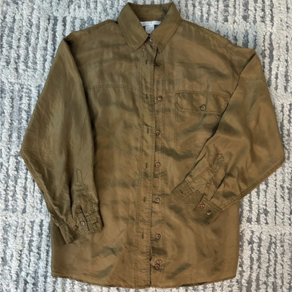 The Limited 100% silk button down collared long sleeve top blouse size S